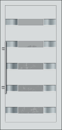 Aldrin Vásároljon Budapesti üzletünkben. Kömmerling bejárati ajtók Inox kivitelben. Vízszintes üvegezés savmart üveggel. Alapáron fehér színben rendelhető.