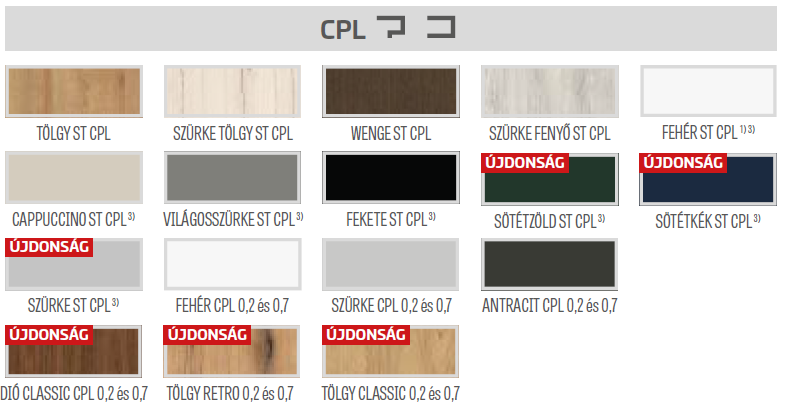 Altamura Lux Beltéri ajtó színek CPL