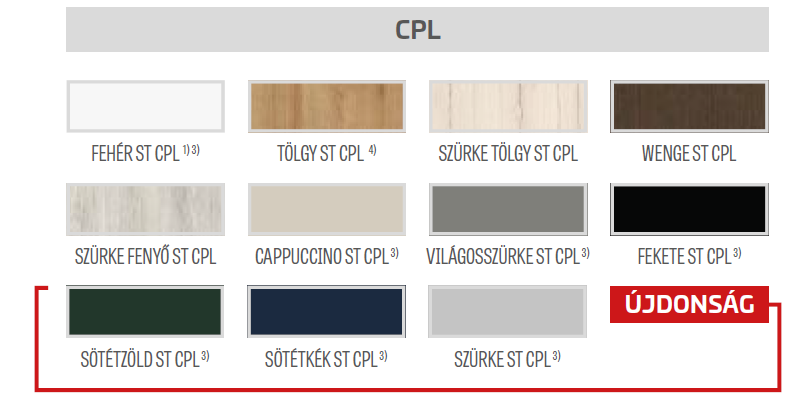 Debecja CPL beltéri ajtó CPL színek.Debrecenben kínálunk mind MDF, mind CPL (Continuous Pressure Laminate) beltéri ajtókat. Az MDF ajtók elegáns megjelenést és festhető felületet kínálnak, míg a CPL ajtók strapabíróak, könnyen tisztíthatóak és ellenállnak a sérüléseknek. Rugalmas kínálatunkban mindkét típus széles választéka elérhető, így lehetősége van választani az Ön igényeinek és stílusának megfelelő ajtótípust. Látogasson el hozzánk Debrecenben, hogy megtalálja az ideális MDF vagy CPL beltéri ajtót otthona vagy irodája számára!