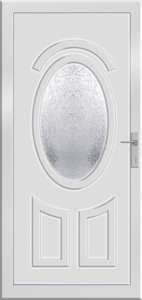 Elara. Nézzen szét a debreceni üzletünkben. Műanyag bejárati ajtók kedvező áron. Kömmerling 76/AD bejárati ajtók, ALU-távtartóval, 24 mm, 5 pontos rúdzárszerkezettel ellátott. Ovális díszüveggel és dombornyomat mintával készül, fehér színben, egyedi megjelenést áraszt