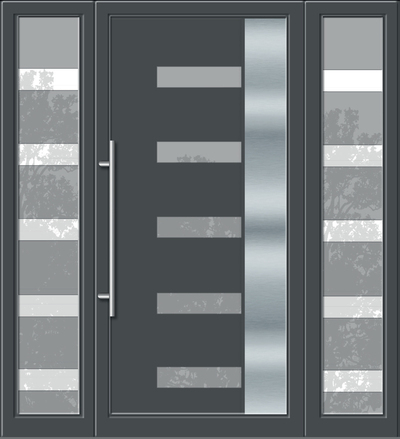 Gagarin Raktárkészletről azonnal Budapesti telephelyünkön. 2 szárnyas Kömmerling bejárati ajtók forgalmazása. Legkedveltebb modellünk a HPL ajtópanelek közötti felület teljesen vízálló. 5 savmart 3 rétegű üveg és 1 Inox csík függőlegesen a HPL ajtólapon.