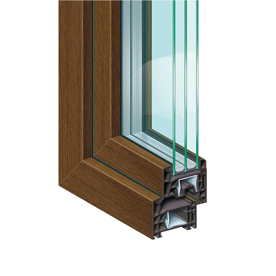 kömmerling 3 rétegű ablak KOEMMERLING-76-Anschlagdichtung-Standard-Eiche-rustikal