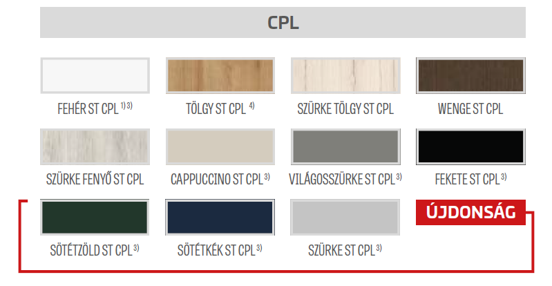Petunia CPL beltéri ajtó CPL színek. A CPL (Continuous Pressure Laminate) beltéri ajtó egy olyan típusú ajtó, melyet magas nyomáson préseltek, laminált anyagból készítenek. A CPL technológia során papíralapú dekoratív réteget préselnek egy műanyag laminátumra, majd ezt a réteget magas hőmérsékleten és nyomáson kötik össze. Ennek eredményeképpen egy rendkívül strapabíró, karcolásálló, UV-álló és könnyen tisztítható felület jön létre, mely ideális beltéri ajtókhoz.