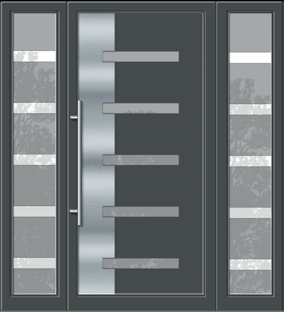 Phoenix Budapesten árajánlatot érhet személyesen irodánkba. Kömmerling bejárati ajtók alaptartozéka az alumínium küszöb, 3 db ajtópánt, 5 pontos biztonsági zár, kilincs. Keskeny savmart üveg, bal oldalon Inox csík. Elegáns megjelenés strapabíró kialakítás, antracit színben.